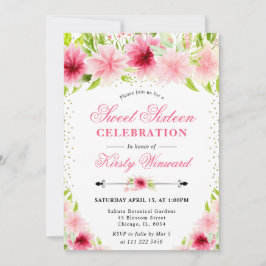 水彩ピンク夏の花フォトスイート16 招待状