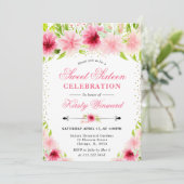 水彩ピンク夏の花フォトスイート16 招待状 (スタンド正面)