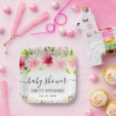 水彩ピンク夏の花ベビーシャワー ペーパープレート (パーティー)