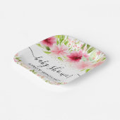 水彩ピンク夏の花ベビーシャワー ペーパープレート (傾斜あり)