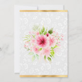 水彩ピンク夏の花金ゴールドキンセアニェラ サンキューカード (裏面)