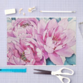 水彩ピンク大きな牡丹の花 薄葉紙 (クラフト)