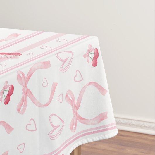 水彩ピンク弓(ハート付) テーブルクロス (インサイチュ)