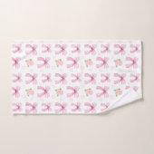 水彩ピンク弓(ハート付) バスタオルセット (ハンドタオル)