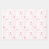 水彩ピンク弓(ハート付) ラッピングペーパーシート (正面2)