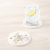 水彩ピンク押し&乾燥ワイルドフラワー コースター (側面)