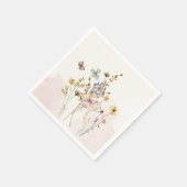 水彩ピンク押し&乾燥ワイルドフラワー スタンダードカクテルナプキン (角)
