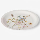 水彩ピンク押し&乾燥ワイルドフラワー ペーパープレート (アングル)