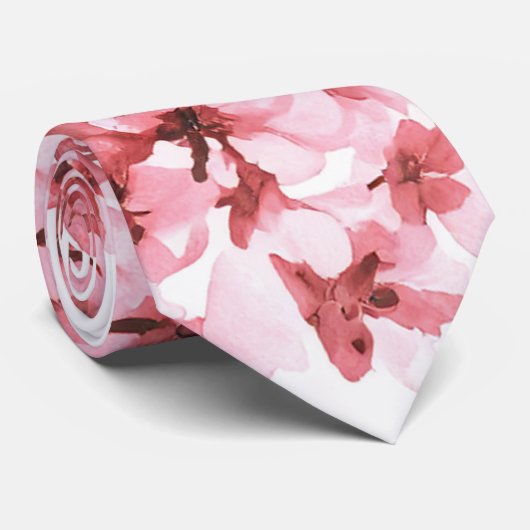 水彩ピンク抽象芸術さくらんぼ花模様 ネクタイ (ロール)