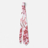 水彩ピンク抽象芸術さくらんぼ花模様 ネクタイ (裏面)