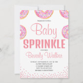 水彩ピンク散水ドーナツ赤ちゃんシャワー 招待状 (正面)