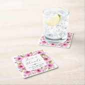 水彩ピンク春さくらんぼブロッサム結婚ズ スクエアペーパーコースター (インサイチュ)