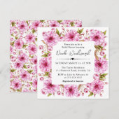 水彩ピンク春さくらんぼ花ベビーシャワー 招待状 (正面/裏面)