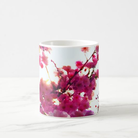 水彩ピンク春フローラ |花の木 コーヒーマグカップ (中央)