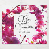 水彩ピンク春フローラ |花の木 スパークリングワインラベル (シングルラベル)