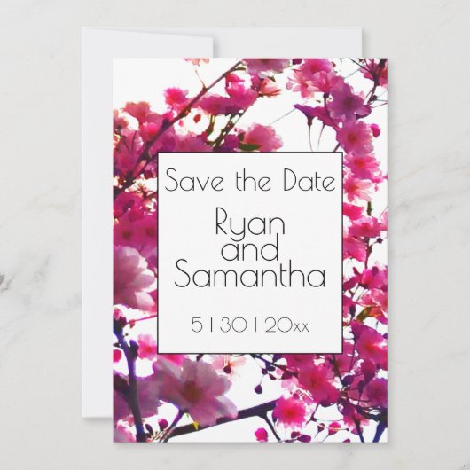 水彩ピンク春フローラ |花の木 セーブザデート (正面)