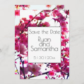 水彩ピンク春フローラ |花の木 セーブザデート (正面/裏面)