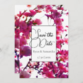 水彩ピンク春フローラ |花の木 セーブザデート (正面/裏面)