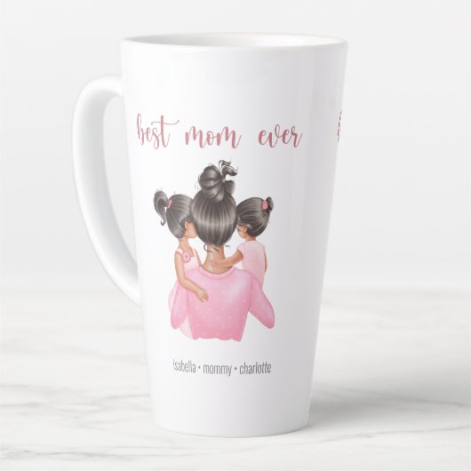 水彩ピンク最高のクママパーソナライズされた カフェラテマグ (左アングル)