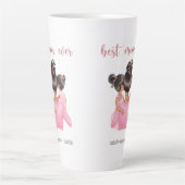 水彩ピンク最高のクママパーソナライズされた カフェラテマグ (正面)