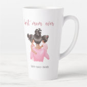 水彩ピンク最高のクママパーソナライズされた カフェラテマグ (右)
