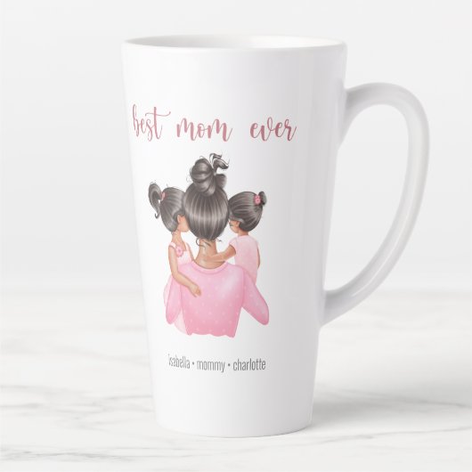 水彩ピンク最高のクママパーソナライズされた カフェラテマグ (右)