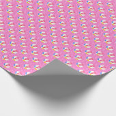 水彩ピンク水玉模様ビーチ玉 ラッピングペーパー (角)