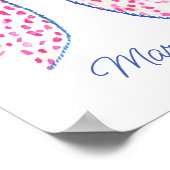 水彩ピンク水玉模様ボウ ポスター (角)