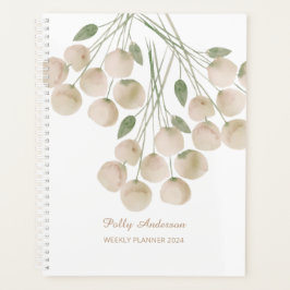 水彩ピンク淡い色の花模様週間プランナー プランナー手帳