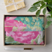 水彩ピンク熱帯花アルコールインク 薄葉紙 (ギフト)