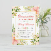 水彩ピンク熱帯花キンセアニェラ 招待状 (スタンド正面)