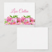 水彩ピンク牡丹ありがとうスクリプト ノートカード (正面/裏面)