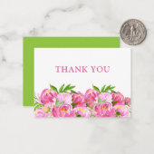 水彩ピンク牡丹ありがとう ノートカード (正面/裏面インサイチュ)