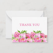 水彩ピンク牡丹ありがとう ノートカード (正面)