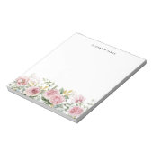 水彩ピンク牡丹とユーカリ金ゴールドリース ノートパッド (回転)