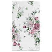 水彩ピンク牡丹と緑 スモールペーパーバッグ (正面)