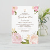 水彩ピンク牡丹の確認招待状 招待状 (スタンド正面)