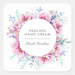 水彩ピンク牡丹の製品事業 スクエアシール