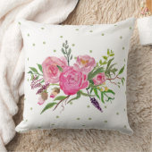 水彩ピンク牡丹アクセント枕 クッション (ブランケット)