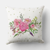 水彩ピンク牡丹アクセント枕 クッション (裏面)