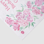 水彩ピンク牡丹ハッピーバースデーパーソナライズ 薄葉紙 (詳細)