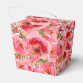 水彩ピンク牡丹フローラブライダルシャワーテイクアウト フェイバーボックス (裏面サイド)
