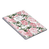 水彩ピンク牡丹フローラルパターンシックカスタム ノートブック (右側)
