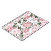 水彩ピンク牡丹フローラルパターンシックカスタム ノートブック (左側)