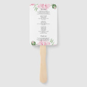 水彩ピンク牡丹フローラ結婚ズ ハンドファン (裏面)