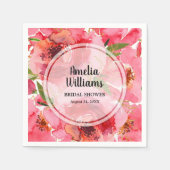 水彩ピンク牡丹フローラ スタンダードカクテルナプキン (正面)