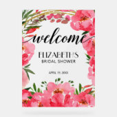 水彩ピンク牡丹ブライダルシャワーへようこそ アクリルサイン (正面)