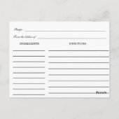 水彩ピンク牡丹ブライダルシャワーレシピ ポストカード (裏面)