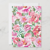 水彩ピンク牡丹ベビーシャワーティー 招待状 (裏面)