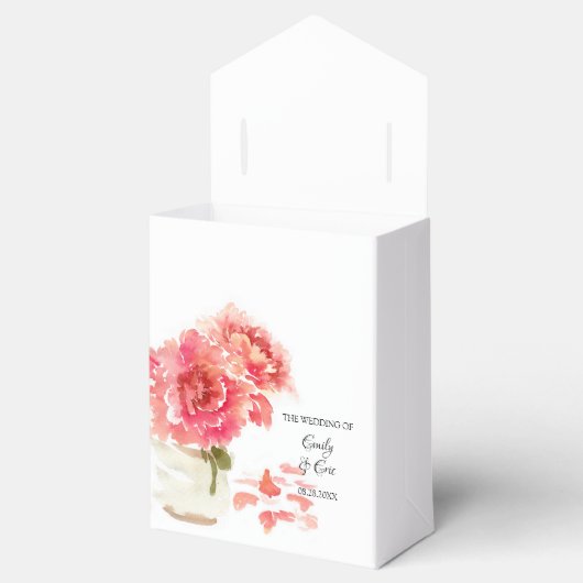 水彩ピンク牡丹メイスンジャー結婚ズ フェイバーボックス (オープン)